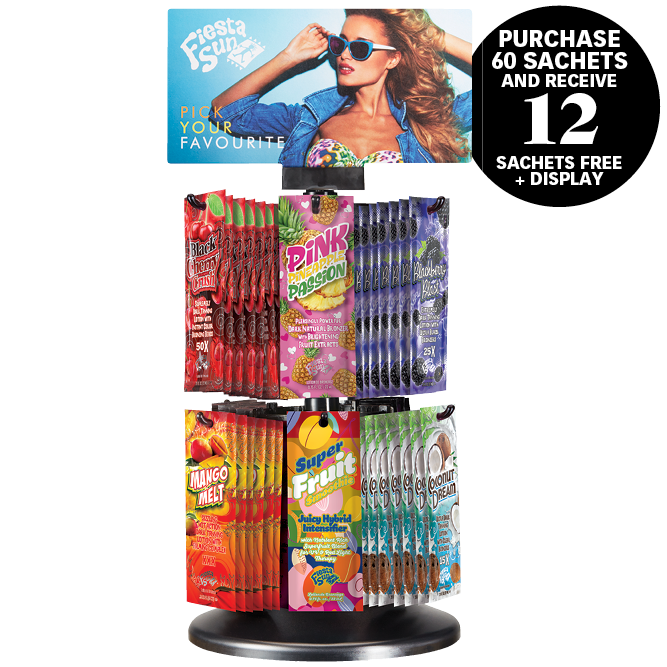 Fiesta Sun 'Fruity' Rotating Sachet Deal 2025